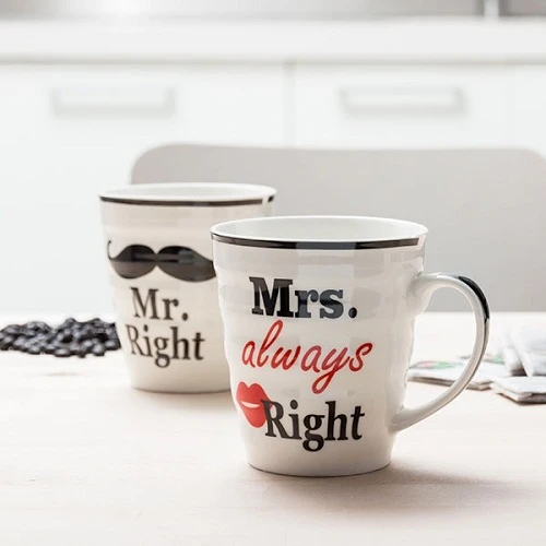 Κεραμικές κούπες Mr. Right & Mrs. Always Right