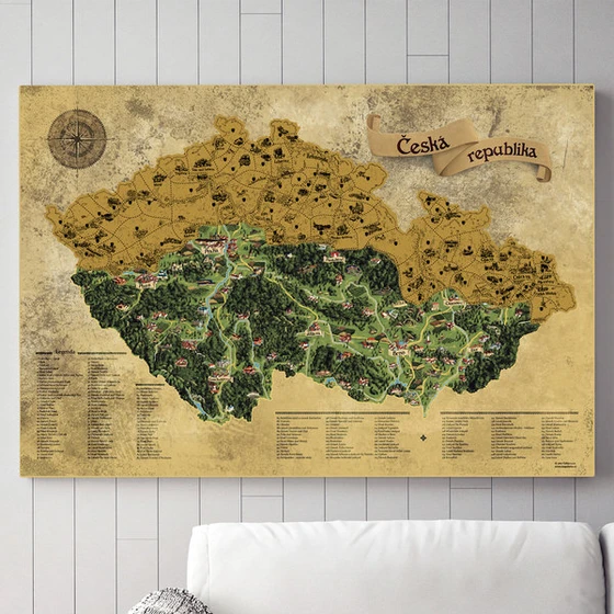 Ξυστός χάρτης της Τσεχικής Δημοκρατίας Deluxe
